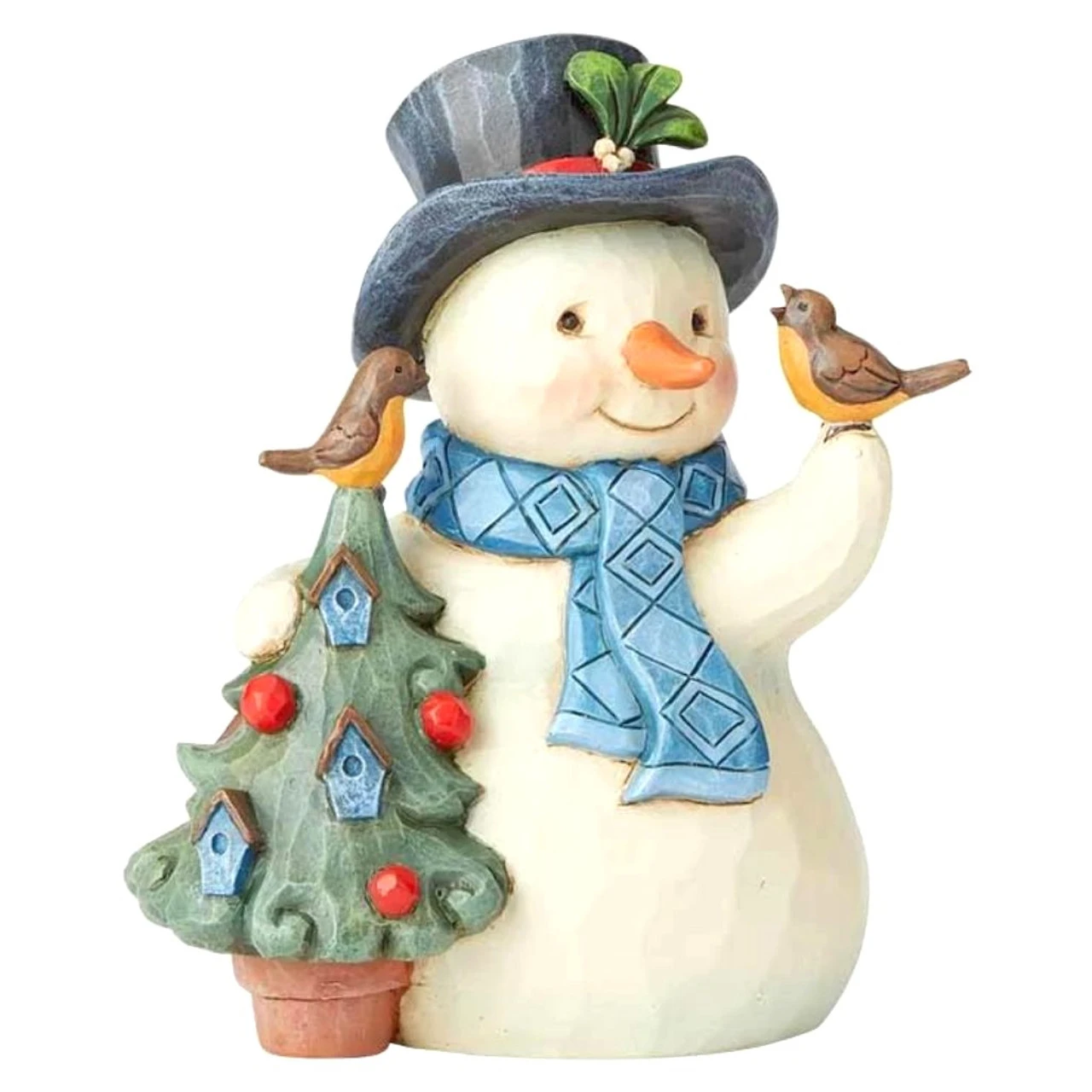 Jim Shore - Heartwood Creek - Pint Snowman With Tree And Birds