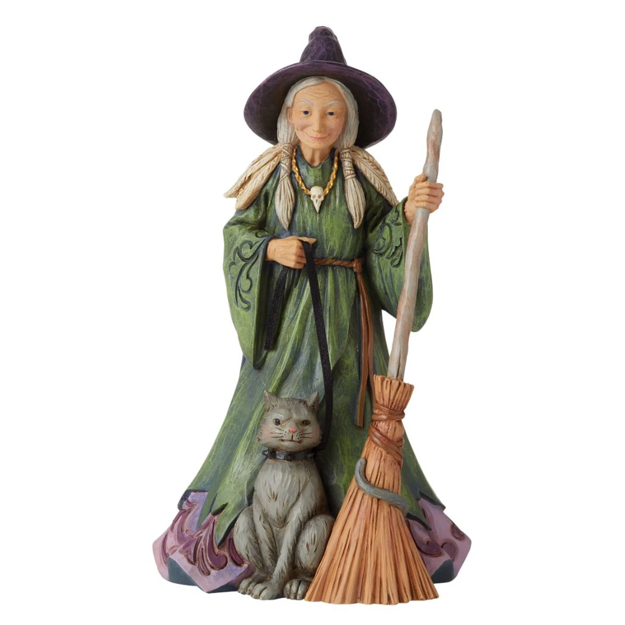 Jim Shore - Heartwood Creek - Witch With Cat And Broom Figurine