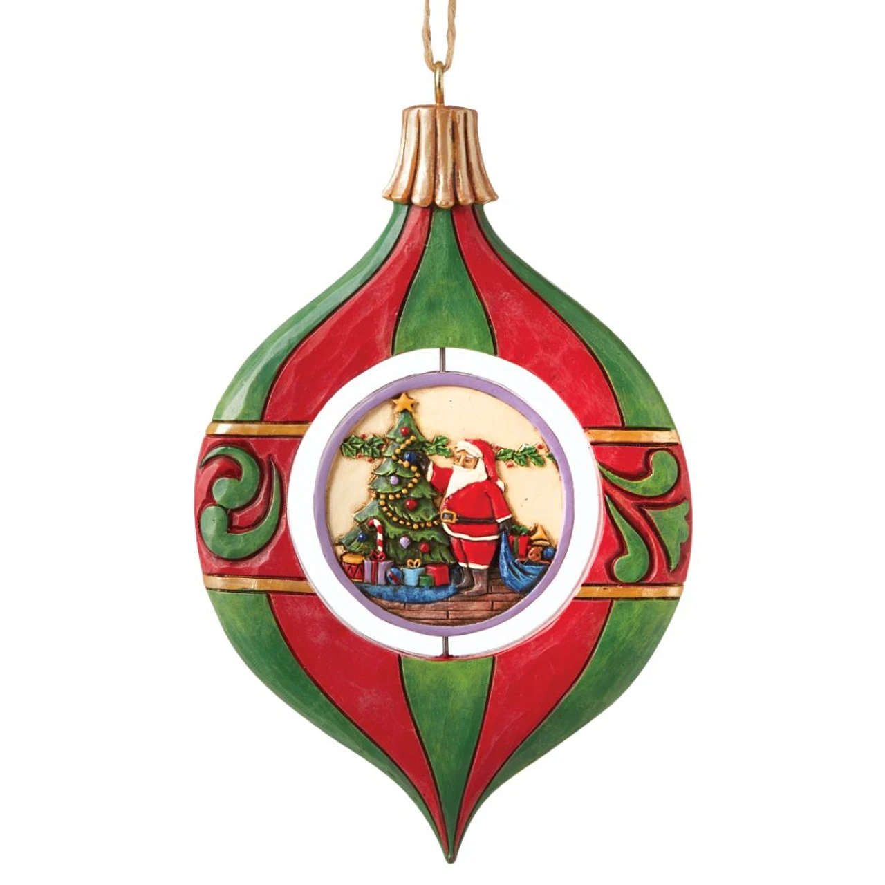 Jim Shore - Heartwood Creek - Rotating Santa At Tree Ornament