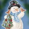 Feathered Friends Snowman Jim Shore Beaded Cross Stitch Kit