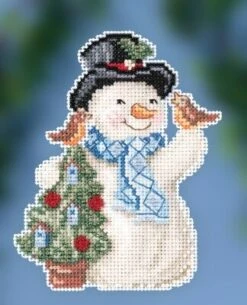 Feathered Friends Snowman Jim Shore Beaded Cross Stitch Kit