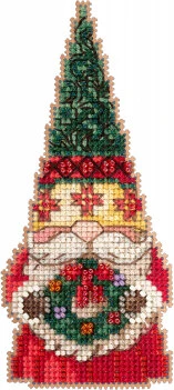 Gnome With Wreath - Jim Shore Beaded Cross Stitch Kit