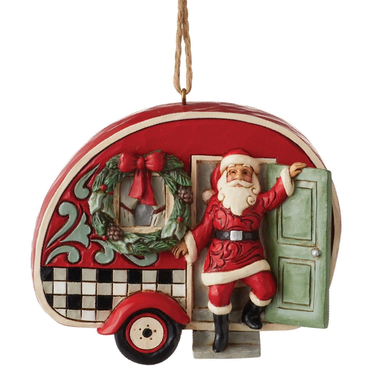 Jim Shore - Heartwood Creek - Highland Glen Santa In Plaid Camper Ornament