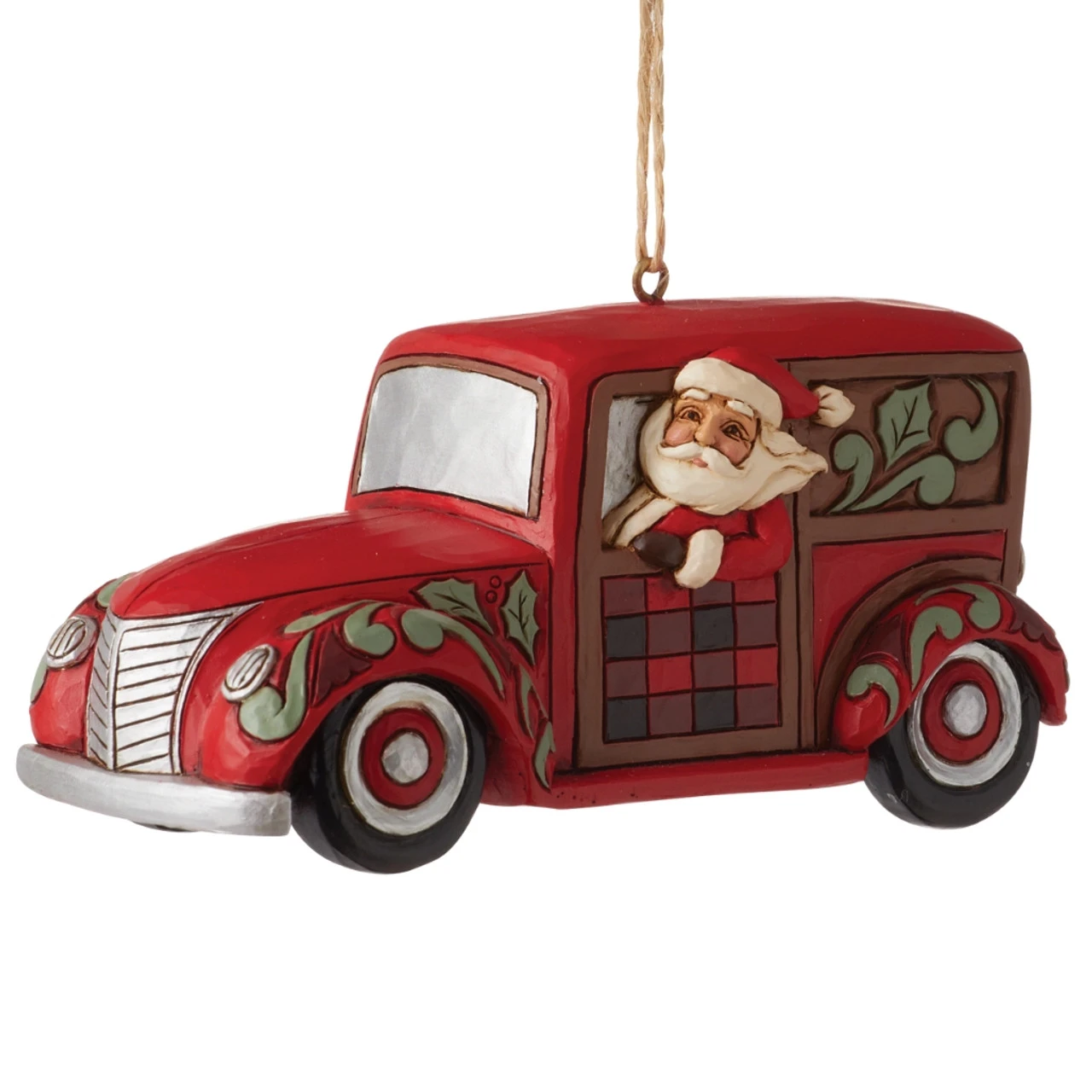Jim Shore - Heartwood Creek - Highland Glen Santa In Woody Wagon Ornament