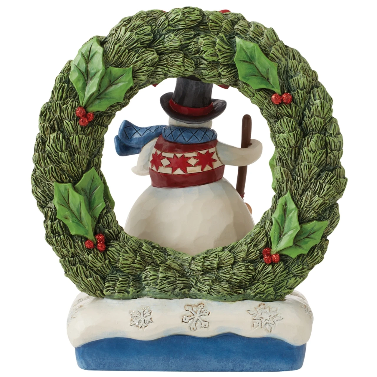 Jim Shore - Heartwood Creek - Light Up Snowman With Wreath Figurine - Image 2
