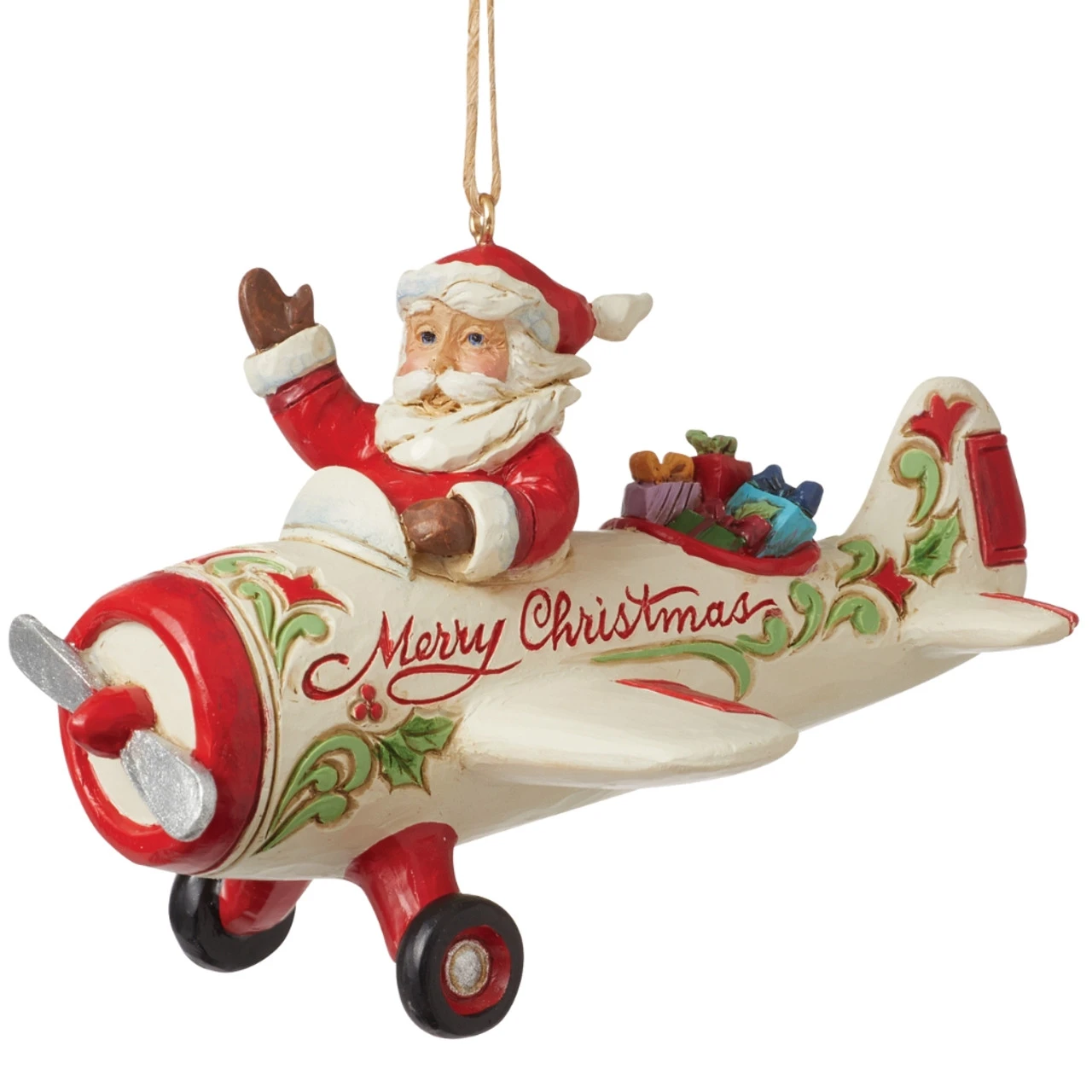 Jim Shore - Heartwood Creek - Santa In Airplane Ornament