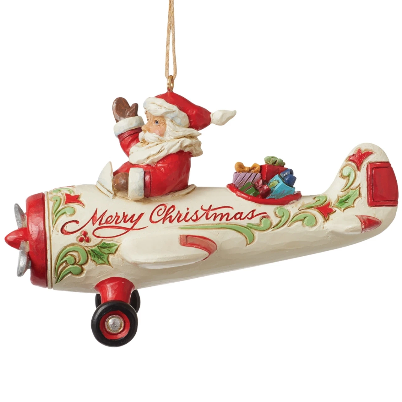 Jim Shore - Heartwood Creek - Santa In Airplane Ornament - Image 2