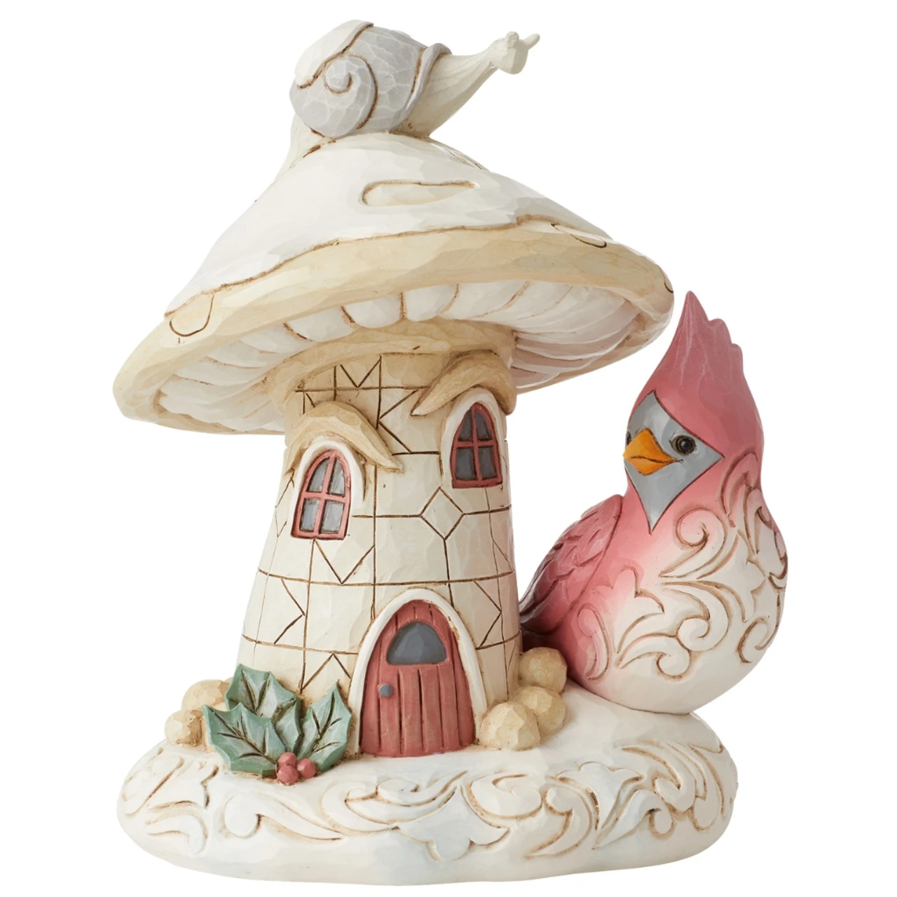 Jim Shore - Heartwood Creek - Woodland Mushroom House With Bird Figurine