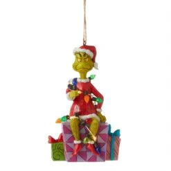 Grinch On Present Ornament